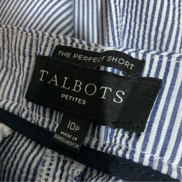 Talbots The Perfect Short Sz 10P Striped Blue Coastal Resort Nautical Travel - Picture 6 of 7